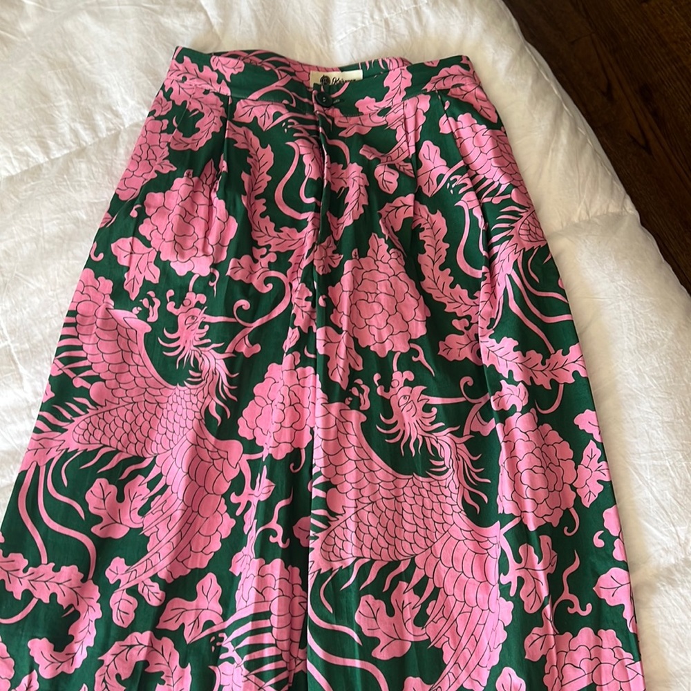 Karavan Pink Green Wide Leg High Waist Pant